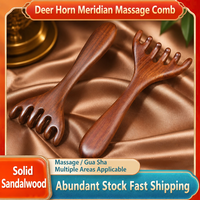 Peigne de massage en bois de santal doré naturel à six griffes, gratteur de méridiens du cuir chevelu pour les soins capillaires, vente en gros d'usine OEM ODM