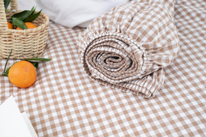 Premium Hotel <b>Bedding</b> Supplier High-Quality 100% Cotton Washed <b>Bedding</b> Set 4 Piece Gingham Woven Color Brown For King Queen Size - Product Image 6