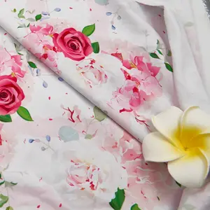 Custom Digital Print Cotton Spandex Blend Fabric for Clothing Wholesale Customs Flower Print Fabric