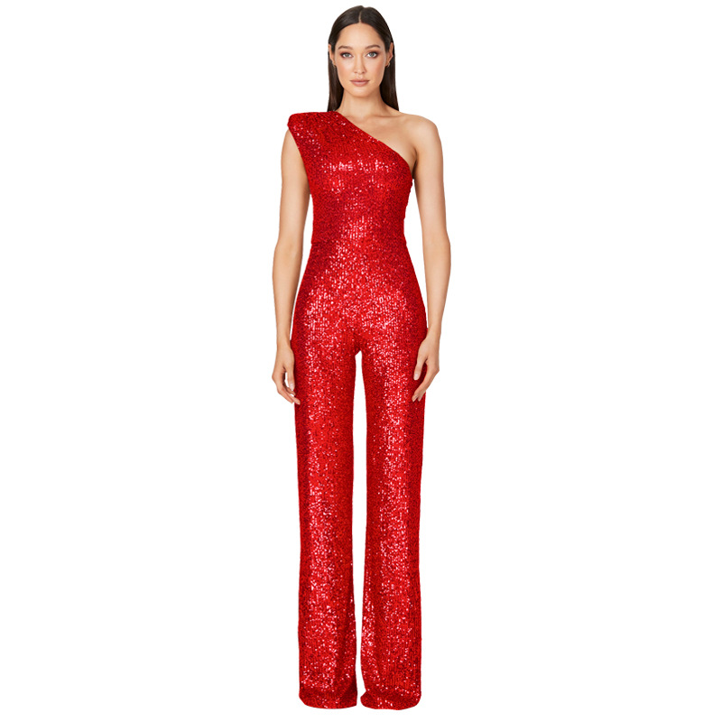 Combinaison salopette à sequins rouges