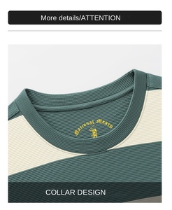 <span class=keywords><strong>Camiseta</strong></span> de Hombre al por Mayor, Holgada, Estilo Vintage, Casual, con Logo Frontal, Teñida con Hilo, de Alta Calidad, <span class=keywords><strong>Cuello</strong></span> Redondo, <span class=keywords><strong>Manga</strong></span> <span class=keywords><strong>Larga</strong></span>, Tejido a <span class=keywords><strong>Rayas</strong></span>, 100% - Product Image 3