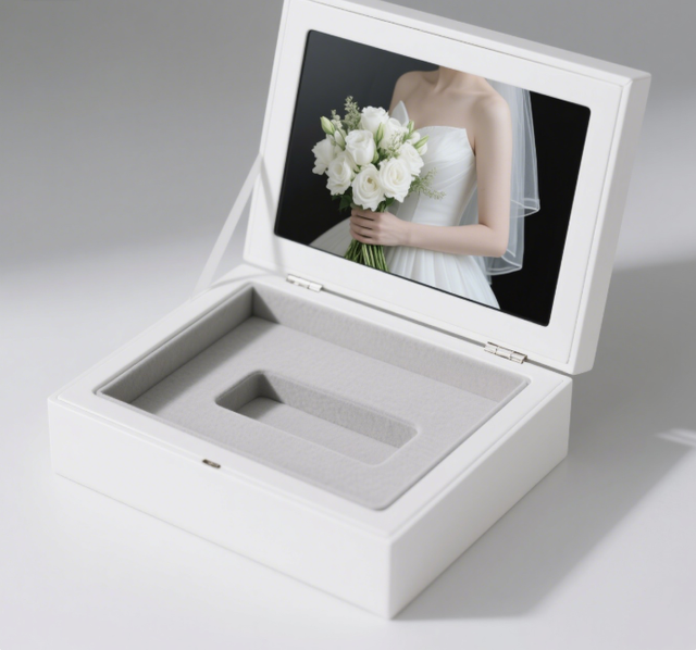 Promotional 2020 Eco-friendly Recyclable High-end Customizable Folding Magnetic Rigid Video Gift Box 7 LCD Screens Matt
