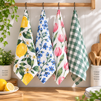 Serviettes de cuisine personnalisées Hoshom, 100% coton, imprimées numériquement en couleur, chiffons de nettoyage, torchons à thé, serviettes de table, fournisseur en gros