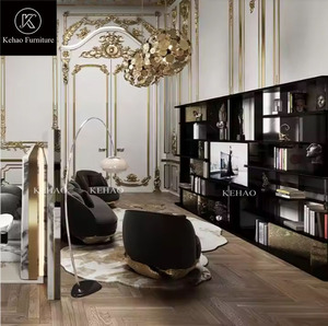 Fabbrica Custom High-end di lusso senso del Design capo ufficio Storage libreria <span class=keywords><strong>scaffali</strong></span> nero <span class=keywords><strong>e</strong></span> oro libreria - Product Image 6