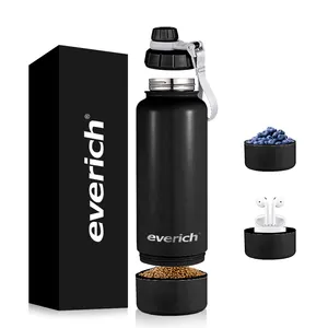 Everich popular 32oz stainless steel double wall insulated vacuum water bottle with storage bottom 100% leak proof