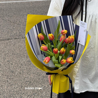 Papier à rayures Pixel Wave, Emballage cadeau pour la Saint-Valentin, Emballage pour bouquet de fleurs, Arrangement floral DIY