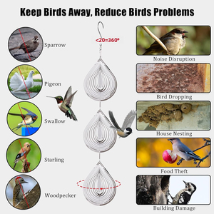 3D Droplet Bird Scare <b>Discs</b> <b>Metal</b> Bird Reflectors Shiny Wind Spinners for Outdoor Garden Decor Reflective Bird Devices Deterrent - Product Image 2