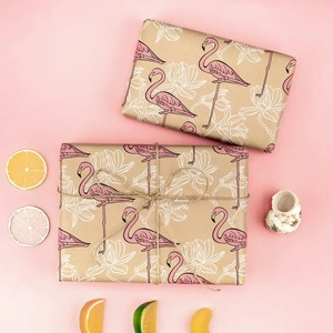 Custom Flamingo Floral Pattern Recyclable Art <b>Paper</b> Kraft Gift <b>Wrapping</b> <b>Paper</b> Roll 100GSM Coated Eco-Friendly Double Sided - Product Image 2