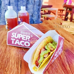 Cajas de Papel Impresas Desechables para <span class=keywords><strong>Tacos</strong></span>, Embalaje Vertical para Restaurantes de Comida para Llevar, Cajas Mexicanas para Totillas Crujientes - Product Image 6