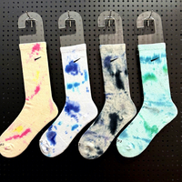 Chaussettes de sport décontractées respirantes en pur coton, motif tie-dye, design color block, confortables, pour le ski et la course à pied
