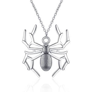 Silver Plated Copper Alloy <b>Spider</b> Pendant <b>Necklace</b> Punk Style Insect Design Link Chain Unisex Party Gift - Product Image 1
