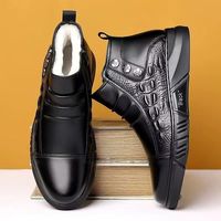 Bottes d'hiver pour hommes, doublées de polaire, en polyuréthane épais, style tendance, à tige haute et semelle souple - Bottes de neige