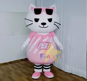 Funtoys diskon besar kostum maskot kucing berjalan maskot karakter hewan kartun kustom untuk acara pesta setelan Cosplay