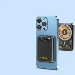 ミニレトロギフト5000Mah10000Mah急速充電Inalambrico 15W20Wパワーバンク透明磁気ワイヤレスパワーバンク