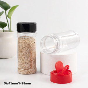 Bouteille d'assaisonnement en PET <span class=keywords><strong>de</strong></span> 100 ml en gros avec double bouchon à clapet, pot à épices transparent, récipient <span class=keywords><strong>de</strong></span> rangement <span class=keywords><strong>de</strong></span> cuisine pour poivre et sel - Product Image 4