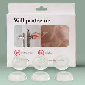 Protector de Pared para Perillas de Puerta, 4 Piezas/Caja, Lavable, Autoadhesivo, Transparente, Tope de Puerta Reutilizable, Gel Suave Redondo Absorbente de Impactos - Product Image 1