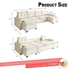 Divano Letto a U Convertibile con Porte USB, Chaise Longue Modulare Oversize per Soggiorno/Appartamento Moderno - Product Image 6