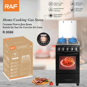 Cuisinière à gaz domestique RAF R.8066 55L 4 brûleurs 1 four Panneau en acier inoxydable Couvercle en verre Allumage manuel pour la préparation des repas en cuisine - Product Image 2