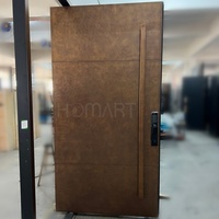 Porte d'entrée double de luxe finition cuivre, porte d'entrée de villa en aluminium moulé gaufré, porte extérieure double de sécurité sur mesure