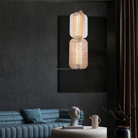 Lampu Gantung LED Mewah Modern Nordik, Kaca Persegi, Panjang, dengan Ketinggian yang Dapat Disesuaikan untuk Ruang Tamu