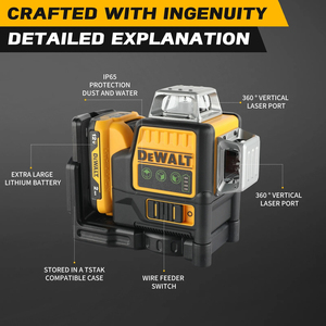 <span class=keywords><strong>Niveau</strong></span> <span class=keywords><strong>laser</strong></span> Dewalt 12V Li-ion, mesure 16 lignes, auto-nivelant 4D 360° °   Ensemble de niveleurs <span class=keywords><strong>laser</strong></span> verts pour la construction, la pose de carrelage et les travaux de cloisons sèches - Product Image 6