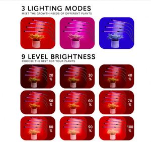 Kanlong USB <span class=keywords><strong>LED</strong></span> Grow <span class=keywords><strong>Light</strong></span> Full Spectrum Múltiples modos Clip de bucle temporizado para plantas de interior Luces de cultivo de semillas - Product Image 3