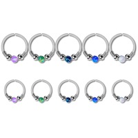 Getta Anneaux de nez en acier inoxydable 316l Acier chirurgical opale Argent segment de mode Anneaux ouverts Anneaux en gros Bijoux de piercing