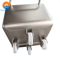 Chariot à seau mobile en acier inoxydable 304, chariot à viande amovible, équipement d'abattoir multifonctionnel durable, 200L