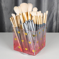 Organisateur de bureau rotatif à 360° transparent, écologique, multi-compartiments, dégradé, multi-usages, porte-pinceaux de maquillage et porte-stylos pour coiffeuse