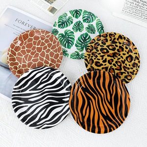 Venta al por mayor 7 pulgadas y 9 pulgadas cebra guepardo y Tigre Animal <span class=keywords><strong>piel</strong></span> impresa vajilla platos de papel desechables - Product Image 2
