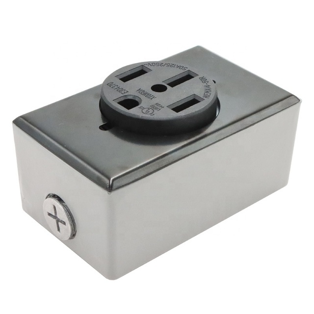 NEMA 14-50R 50Amp 250V 3-Pole 4-Wire Industrial Wall Socket Flush Mount Power Receptacle with Waterproof Box