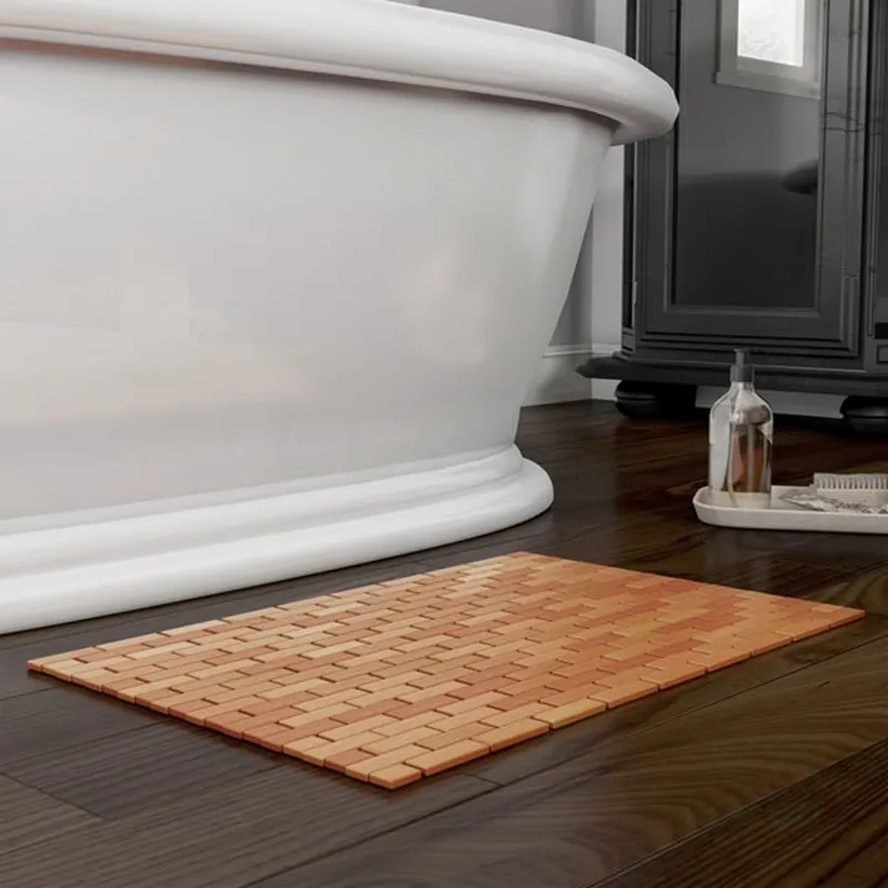 الخشب الطبيعي الخيزران حمام حصيرة خشبية سجادة باب/مطبخ بساط الأرضية