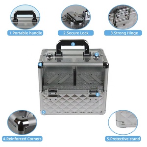 Estuche de tren de aluminio <span class=keywords><strong>transparente</strong></span> de estilo Vintage profesional Estuche de tocador de panel de acrílico <span class=keywords><strong>transparente</strong></span> grande para <span class=keywords><strong>maquillaje</strong></span> Hecho ABS duradero - Product Image 2