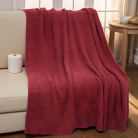 Vente flash - Couverture en microfibre écologique rouge à carreaux, style United Fashion, tricotée, certifiée OEKO-TEX, pour toutes les saisons