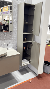 Salon moderne du carton Vanités de salle de bain cannelées étanches Ensemble complet d'évier Panneau de mélamine en MDF Nouveau carton équitable de mélamine - Product Image 3