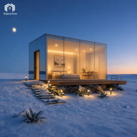 Maisonnette Modulaire Préfabriquée en Verre, 20 m², 1 Chambre, Alimentée à l'Énergie Solaire, Écologique, Appartement, Bureau, Hôtel, Cabine Miroir