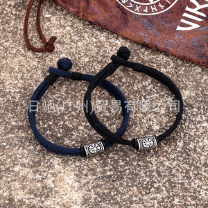 Bracelet en corde tressée bleue, style tibétain, avec pendentif flocon de neige en argent, bijou unisexe, cadeau - Product Image 2