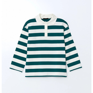 T-shirt polo en coton respirant de qualité supérieure pour femmes, manches longues, col rayé, vêtements décontractés écologiques à manches longues, vêtements de mode - Product Image 1