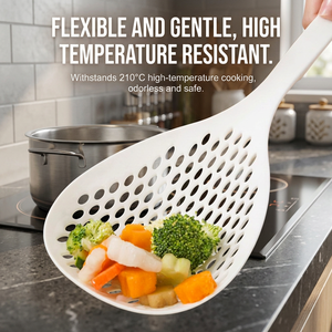 Cuchara Coladora Grande de Nylon, Antiarañazos, con Orificios y Mango Largo con Orificio para Colgar, para Cocina, Restaurante y Freír - Product Image 1