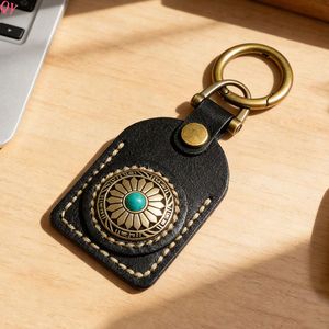 QQ Vintage <b>Leather</b> <b>Key</b> <b>Chain</b> Hand Stitched Keyring Tag Buckle Case for Car <b>Keys</b> Bag Backpack - Product Image 4