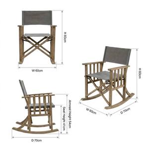Fauteuil à bascule rustique en bois de chêne massif pour jardin, chaise de patio extérieure avec pieds coniques, fauteuil inclinable manuel, imprimé couleur intégrale Dendro - Product Image 6