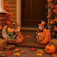 Décorations d'automne en résine pour la maison et le bureau : Citrouille et Épouvantail de dessin animé pour la Chambre et la Décoration Intérieure – Idéal pour la Fête de la Moisson de Thanksgiving