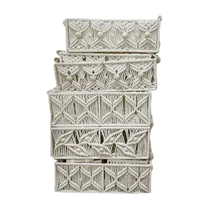 Custom Cotton Rope Woven Storage Basket Storage Decorative Tissue Holder Basket