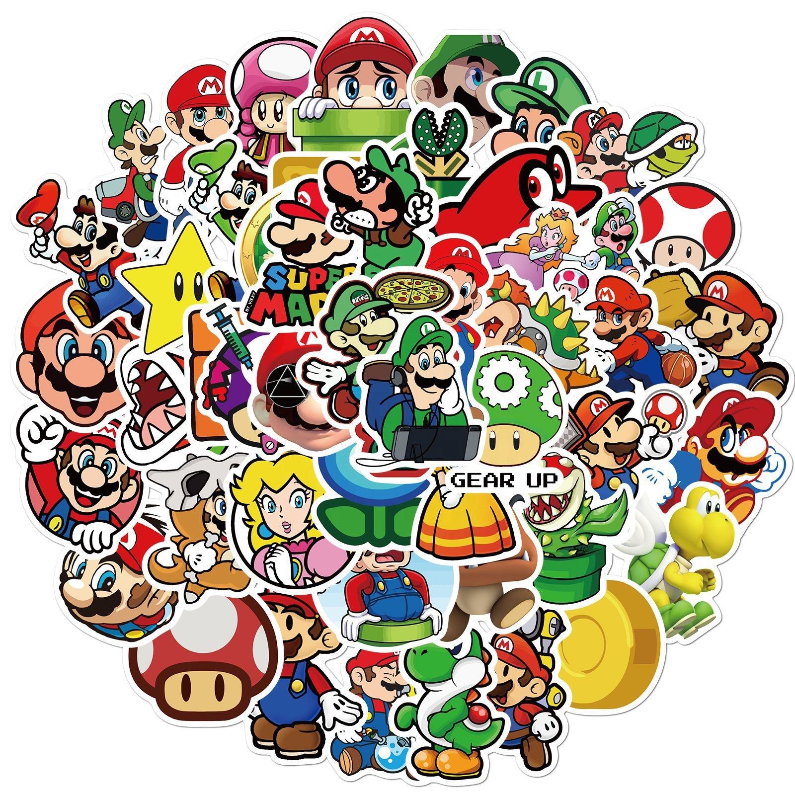 50pcs oldschool game sticker funny super mario label paper decal