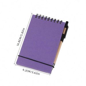 Promotional Eco-Friendly PU Leather Hardcover Top Flip Coil Spiral Binding Elastic Strap Bulk <b>Mini</b> School Notepad Pen Business - Product Image 4