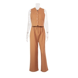 Ensemble deux pièces décontracté <span class=keywords><strong>gilet</strong></span> et pantalon moulant sans manches pour <span class=keywords><strong>femme</strong></span> – Nouvelle collection Printemps-Été - Product Image 5