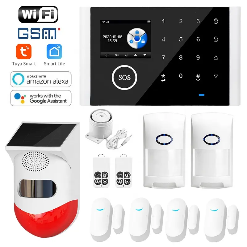 Regis Tuya Wifi GSM Home Burglar Alarm System 433MHz Detector Alarm withTelephone SIM Card Voice Intercom