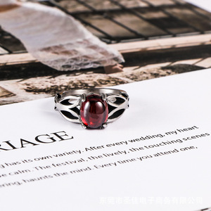 Anillo de acero inoxidable con piedras preciosas para mujer, diseño de planta vintage, joyería de boda SA665 - Product Image 2