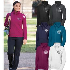 Vestes extensibles à fermeture éclair complète LST852 personnalisées pour femmes de grande taille avec décorations de perles de logo de broderie personnalisée - Product Image 4