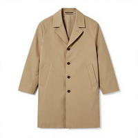Manteau trench mi-long à revers cranté kaki pour homme